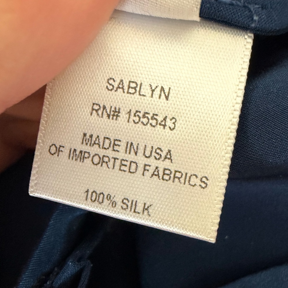Sablyn Emerson Pleated Silk Pants in Midnight Navy, Size Small - Picture 14 of 16